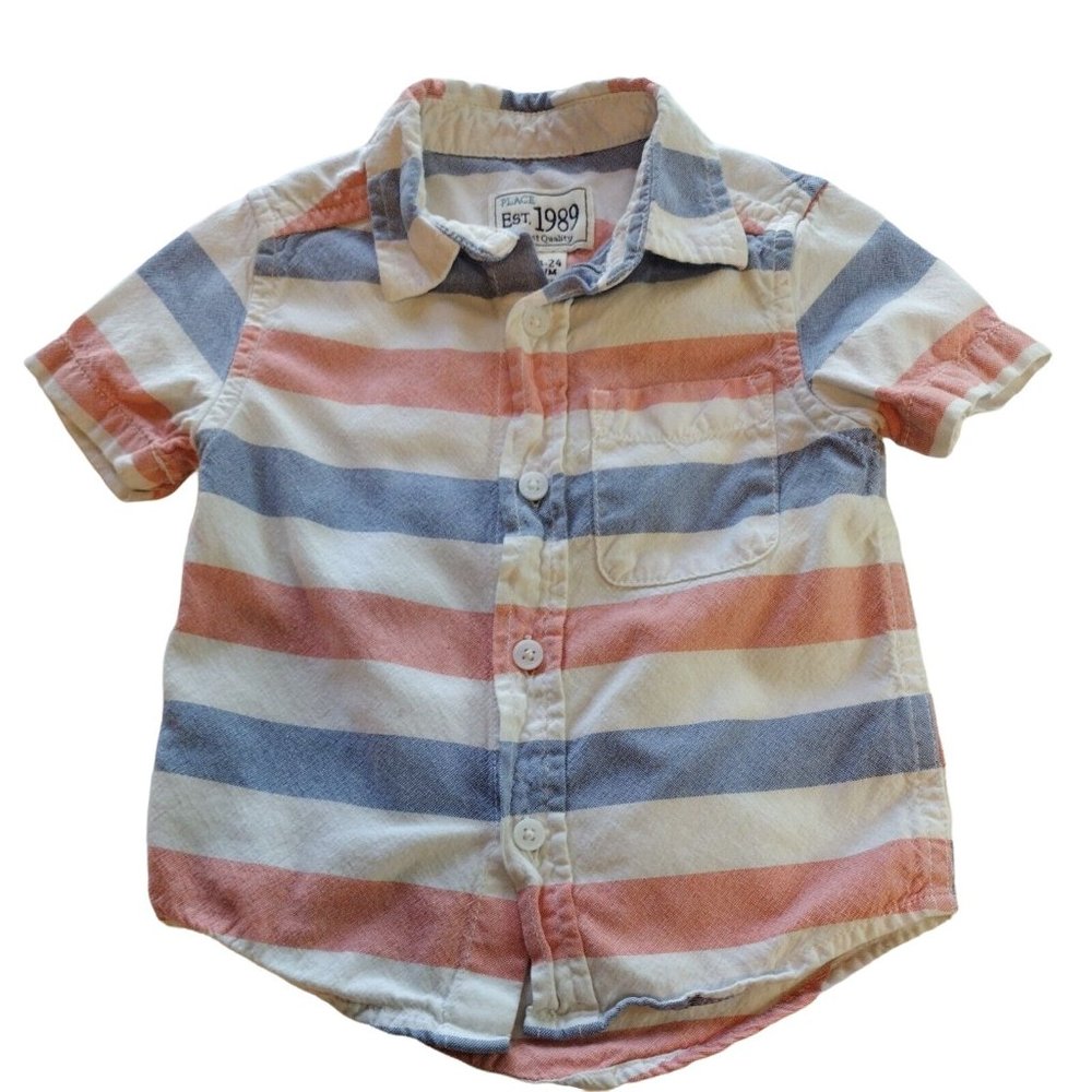 Place Striped Short Sleeve Shirt Baby Boy 18-24 Months